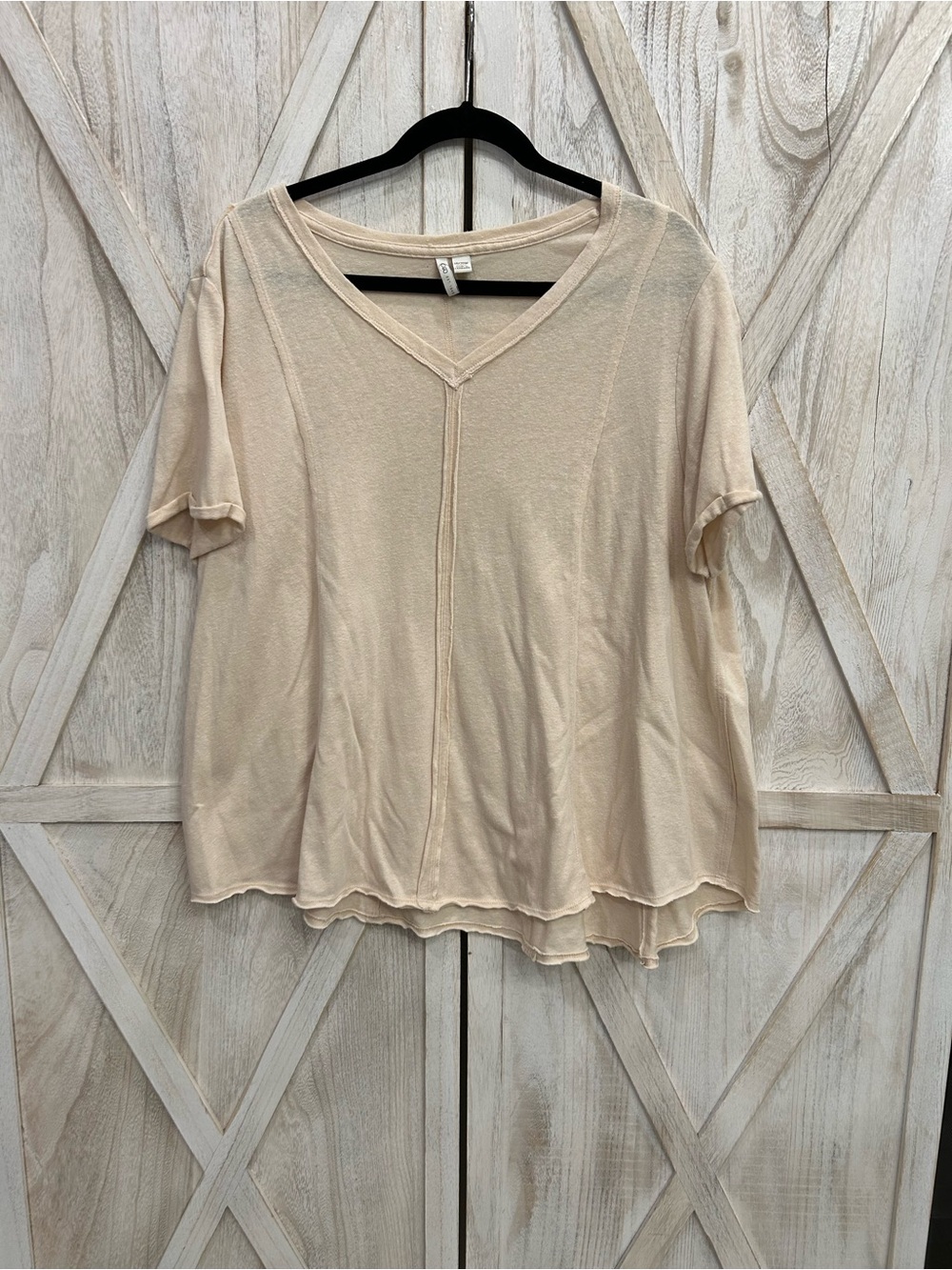 Cato Cream V-Neck Short Sleeve Top